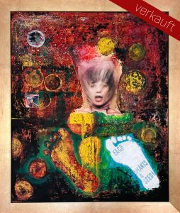 acrylic and collage ( cover: the Rolling Stones 1973)